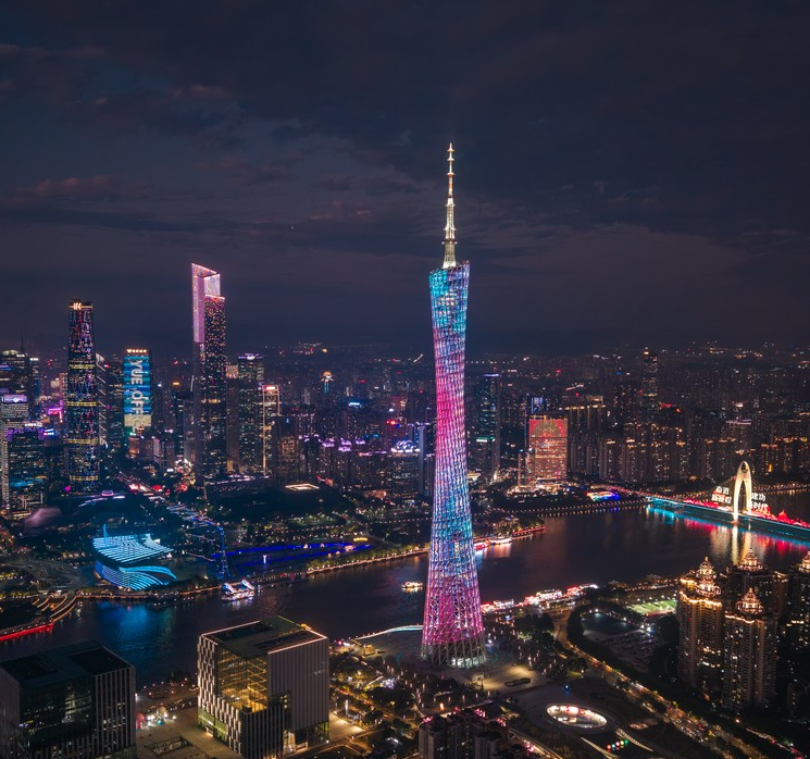 canton tower mid air view